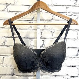 Victoria’s Secret Lightly Lined Demi Bra in Gray and Silver Lace, 34DDD